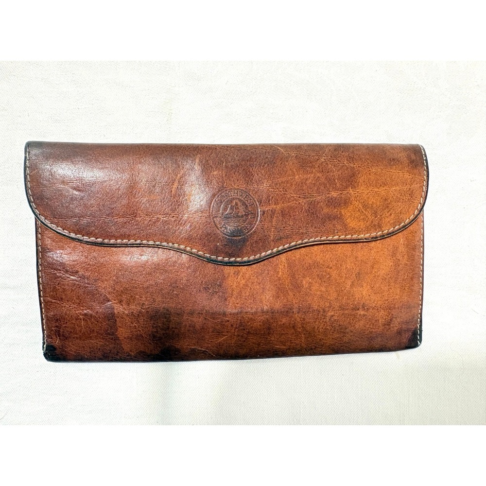 Vtg Northwest Passage Brown Leather Billfold Wallet Canada Northern Steer 7.5" - Picture 1 of 12